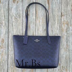 Coach Fiona Zip Tote Bag in Blue Metallic Purse